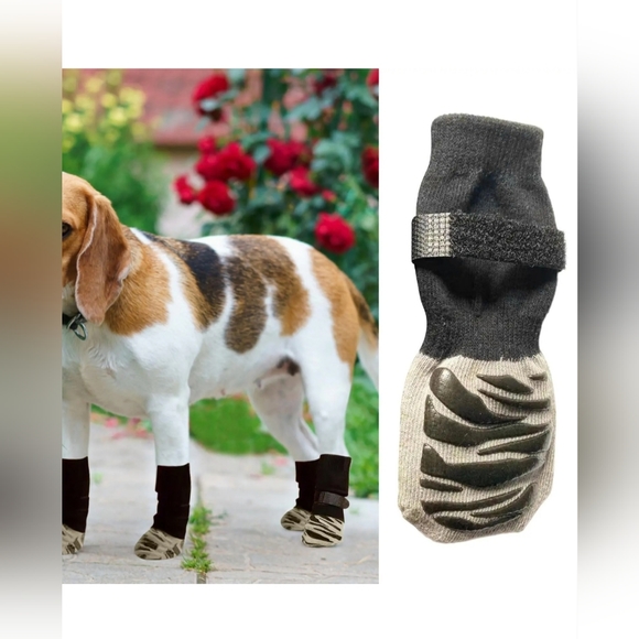 4 piece Anti-Slip Waterproof Protective Dog Socks, Tiger print, Size S - Picture 3 of 7